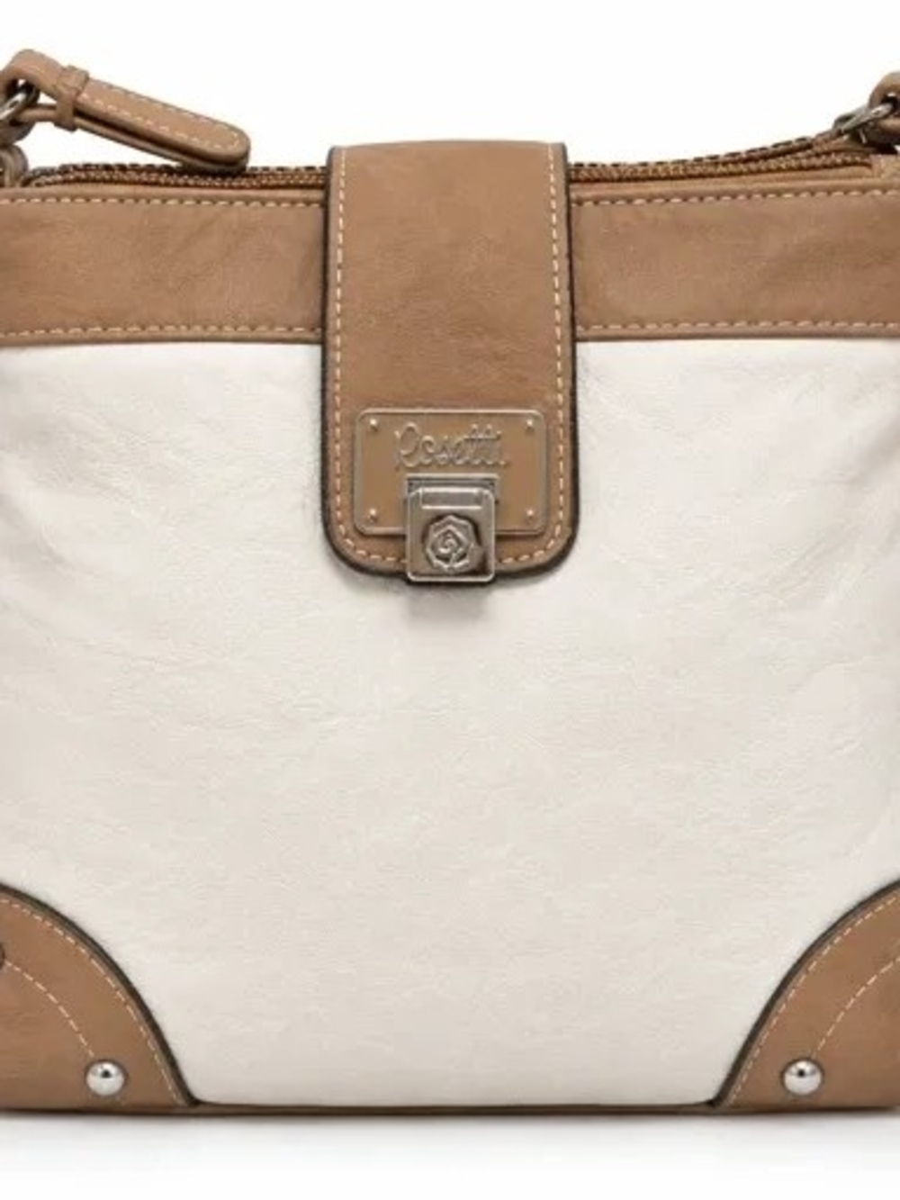 Two-Tone Cream and Tan Shoulder Bag by Rosetti
